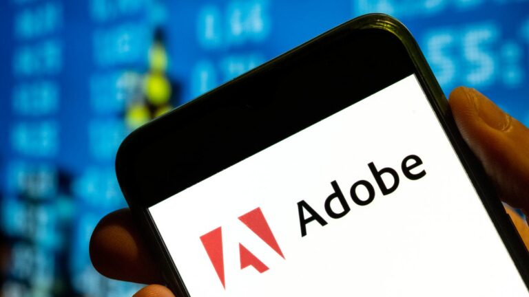 Adobe logo on a smartphone