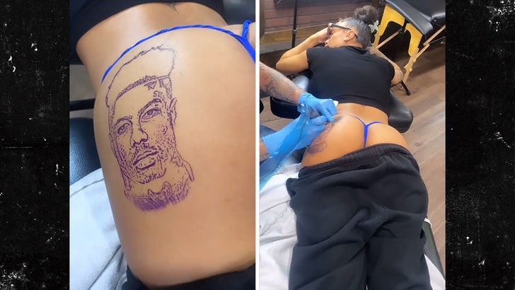 Blueface’s GF Bonnie Gets Butt Tattoo To Counter Chrisean’s Face Portrait