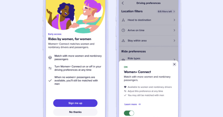 Lyft’s feature that matches women and nonbinary riders and drivers now available nationwide
